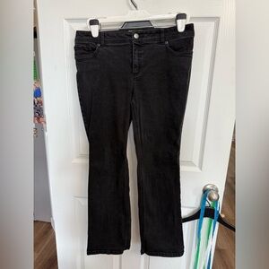 Chico’s So Slimming Black Bootcut Jeans Rhinestone Pocket 1.5 Short Size 10 M